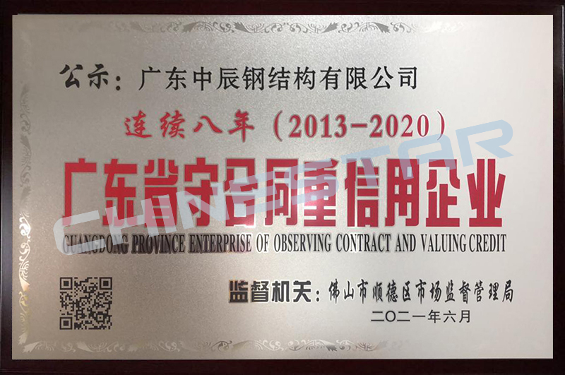 广东省“守合同重信用”企业证书（连续八年）